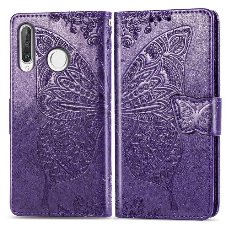 Butterfly Love Flowers Embossing Horizontal Flip Leather Case for Huawei P30 Lite / Nova 4e, with Holder & Card Slots & Wallet & Lanyard, For Huawei P30 Lite / Nova 4e