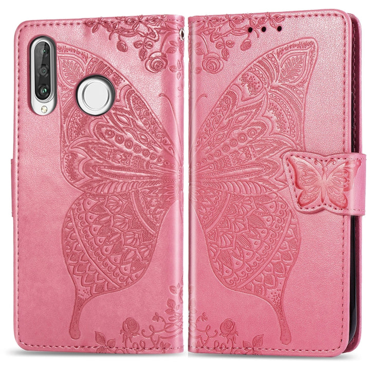 Butterfly Love Flowers Embossing Horizontal Flip Leather Case for Huawei P30 Lite / Nova 4e, with Holder & Card Slots & Wallet & Lanyard, For Huawei P30 Lite / Nova 4e