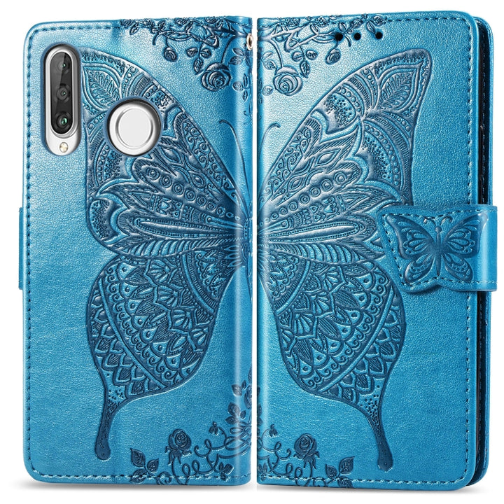 Butterfly Love Flowers Embossing Horizontal Flip Leather Case for Huawei P30 Lite / Nova 4e, with Holder & Card Slots & Wallet & Lanyard, For Huawei P30 Lite / Nova 4e