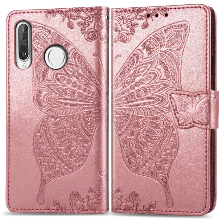 Butterfly Love Flowers Embossing Horizontal Flip Leather Case for Huawei P30 Lite / Nova 4e, with Holder & Card Slots & Wallet & Lanyard, For Huawei P30 Lite / Nova 4e