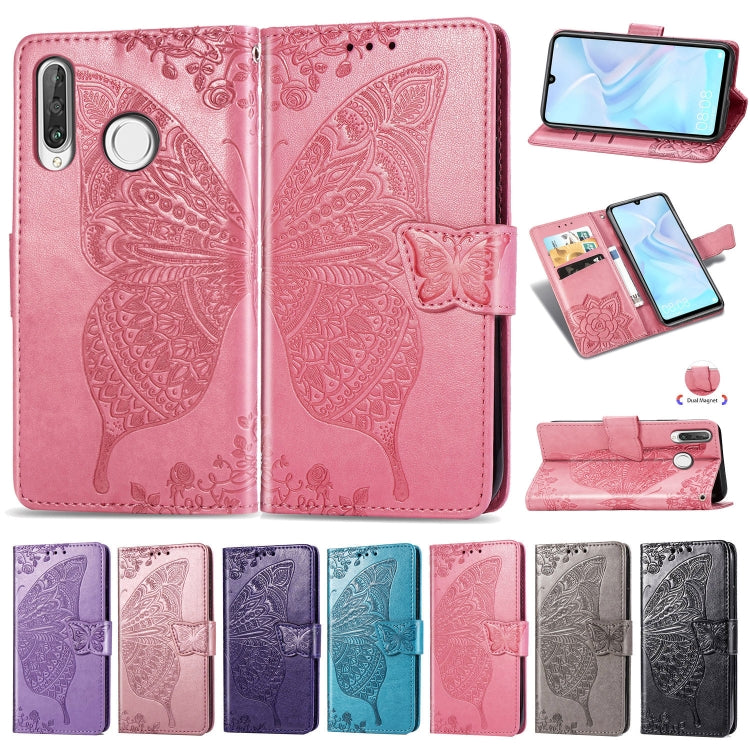 Butterfly Love Flowers Embossing Horizontal Flip Leather Case for Huawei P30 Lite / Nova 4e, with Holder & Card Slots & Wallet & Lanyard, For Huawei P30 Lite / Nova 4e