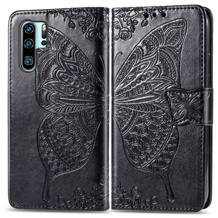 Butterfly Love Flowers Embossing Horizontal Flip Leather Case for Huawei P30 Pro, with Holder & Card Slots & Wallet & Lanyard, For Huawei P30 Pro