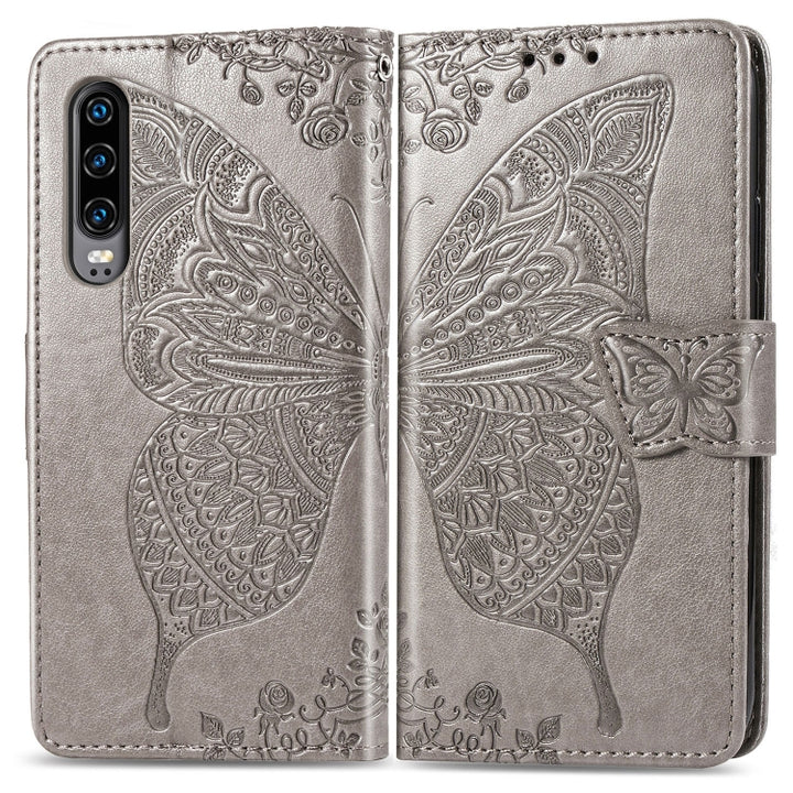 Butterfly Love Flowers Embossing Horizontal Flip Leather Case for Huawei P30, with Holder & Card Slots & Wallet & Lanyard, For Huawei P30