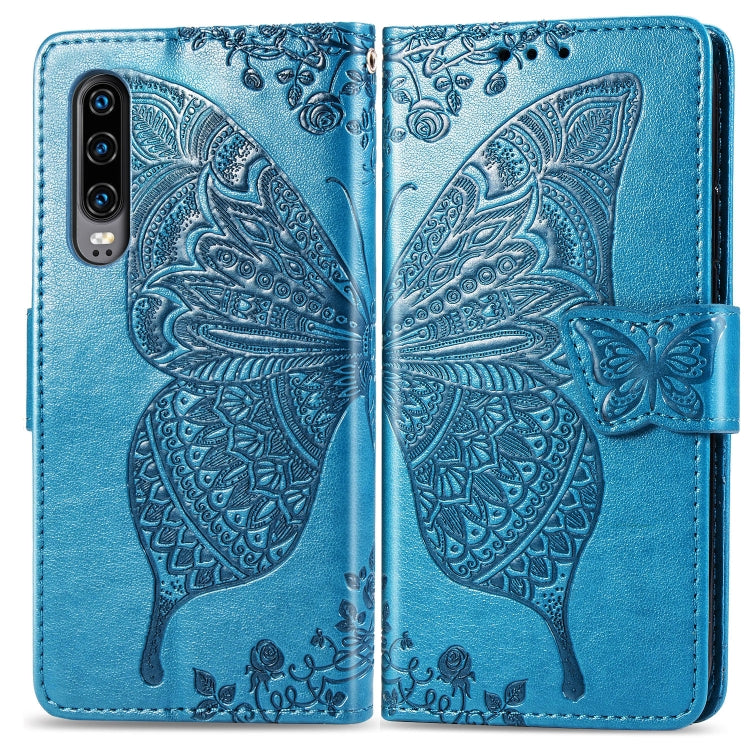 Butterfly Love Flowers Embossing Horizontal Flip Leather Case for Huawei P30, with Holder & Card Slots & Wallet & Lanyard, For Huawei P30