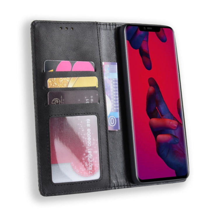 Magnetic Buckle Retro Texture Horizontal Flip Leather Case for Huawei Mate 20 Pro, with Holder & Card Slots & Wallet, For Huawei Mate 20 Pro