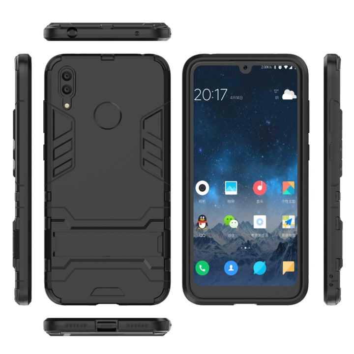 Shockproof PC + TPU Case for Huawei Y7(2019), with Holder, For Huawei Y7(2019)