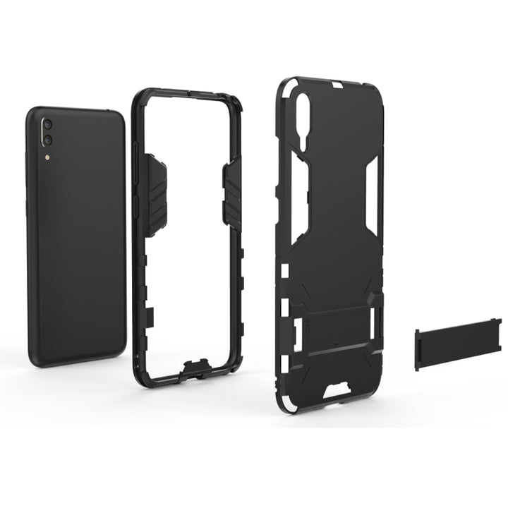 Shockproof PC + TPU Case for Huawei Enjoy 9, with Holder, For Huawei Enjoy 9