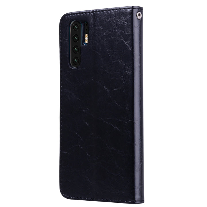 Business Style Oil Wax Texture Horizontal Flip Leather Case for Huawei P30 Pro, with Holder & Card Slots & Wallet, For Huawei P30 Pro