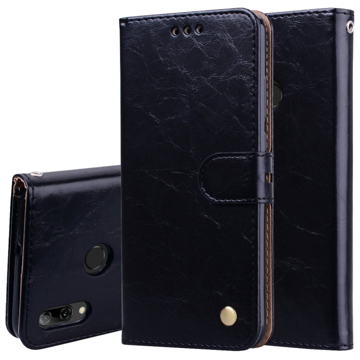 Business Style Oil Wax Texture Horizontal Flip Leather Case for Huawei P Smart 2019, with Holder & Card Slots & Wallet, For Huawei P Smart 2019