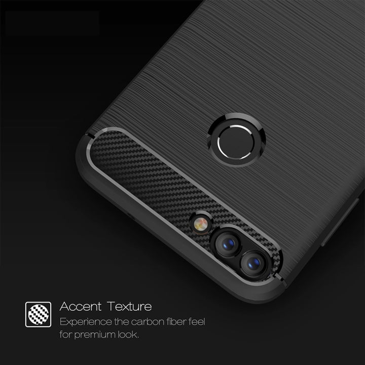 For Huawei  P smart / Enjoy 7S Brushed Texture Carbon Fiber Shockproof TPU Protective Back Case, For P smart / Enjoy 7S, For Huawei P smart / Enjoy 7S, Huawei P smart / Enjoy 7S