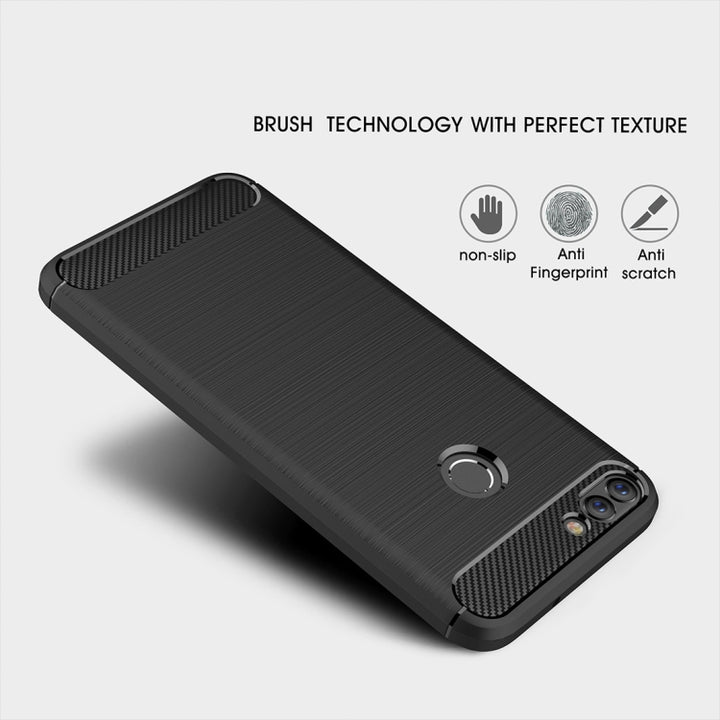 For Huawei  P smart / Enjoy 7S Brushed Texture Carbon Fiber Shockproof TPU Protective Back Case, For P smart / Enjoy 7S, For Huawei P smart / Enjoy 7S, Huawei P smart / Enjoy 7S