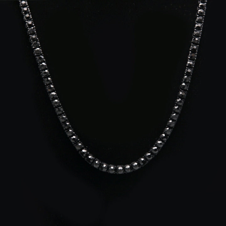 Mens Hip Hop Punk Single Row Crystal Inlaid Alloy Chain Necklace, Size: 24 inch, Size: 24 inch