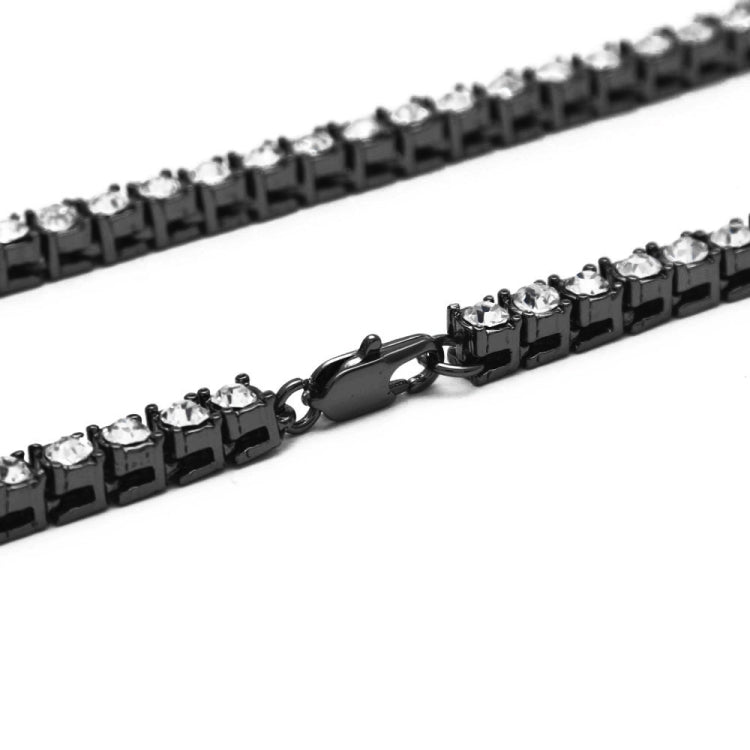 Mens Hip Hop Punk Single Row Crystal Inlaid Alloy Chain Necklace, Size: 24 inch, Size: 24 inch