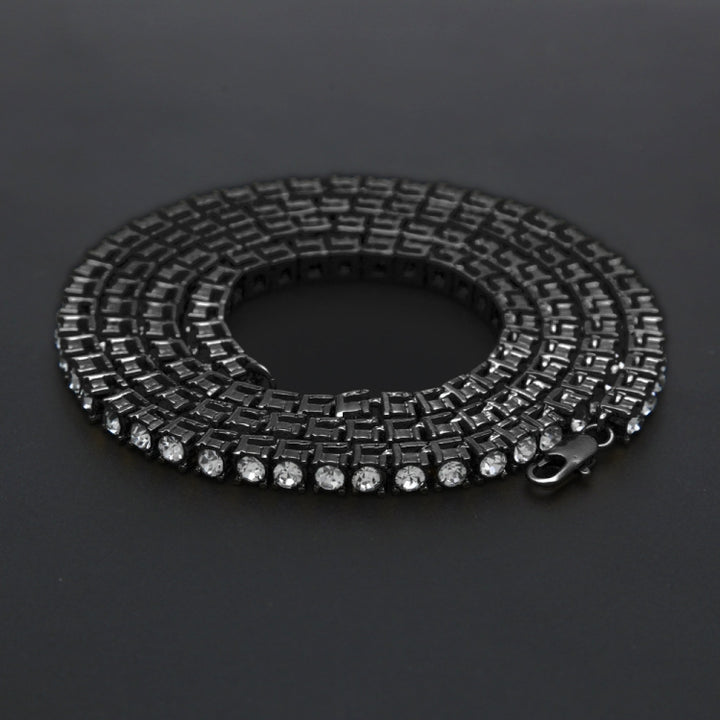 Mens Hip Hop Punk Single Row Crystal Inlaid Alloy Chain Necklace, Size: 30 inch, Size: 30 inch