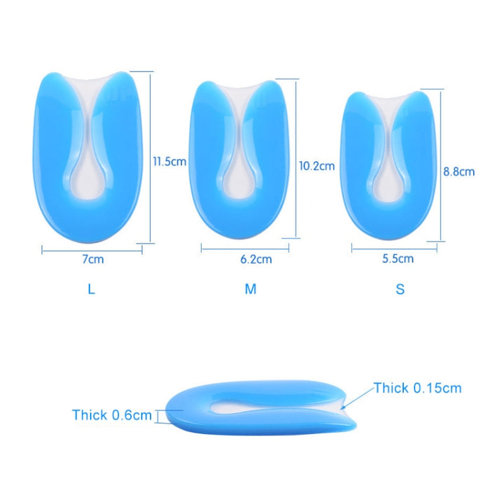 U-shaped Heel Pad Soft and Comfortable Shock Absorption Silicone Pad Insole, Size: S(30-34 Yards), Size: S(30-34 Yards)