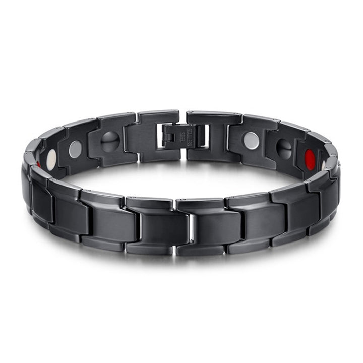 Europe and America Style Fashion Men Jewelry Stainless Steel + Black Plating Magnetic Health Bracelet, Size: 12mm*22cm (Black), Size: 12mm*22cm (Black)