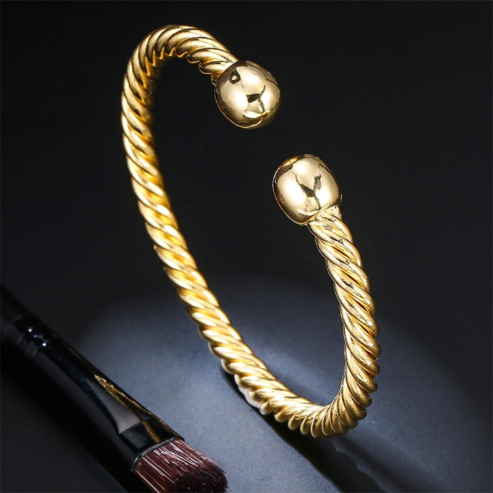 Europe and America Style Female Brass-plating Jewelry Gold Garlic Magnetic Health Open Bracelet, Size: 8mm*17cm, Size: 8mm*17cm(Gold)