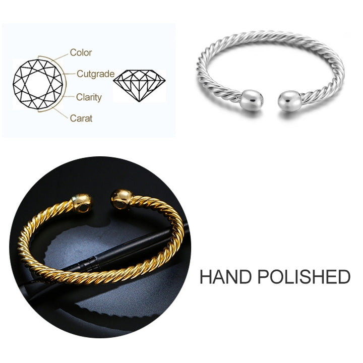 Europe and America Style Female Brass-plating Jewelry Rose Gold Garlic Magnetic Health Open Bracelet, Size: 8mm*17cm, Size: 8mm*17cm(Rose Gold)