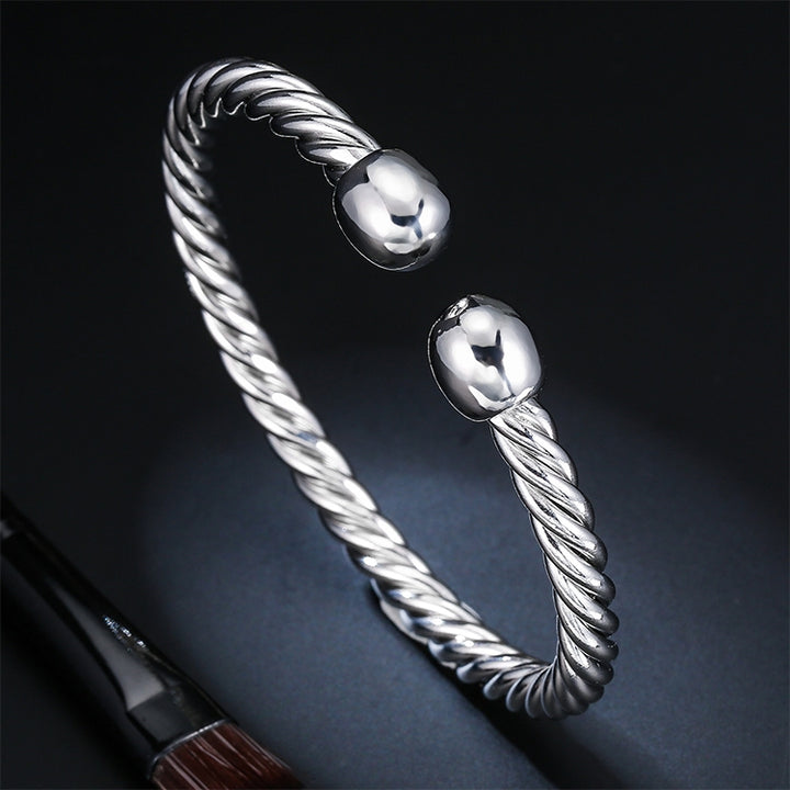 Europe and America Style Female Brass-plating Jewelry  Silver Garlic Magnetic Health Open Bracelet, Size: 8mm*17cm, Size: 8mm*17cm(Silver)