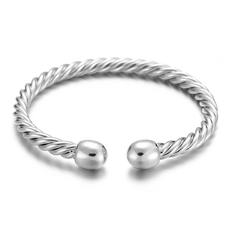 Europe and America Style Female Brass-plating Jewelry  Silver Garlic Magnetic Health Open Bracelet, Size: 8mm*17cm, Size: 8mm*17cm(Silver)