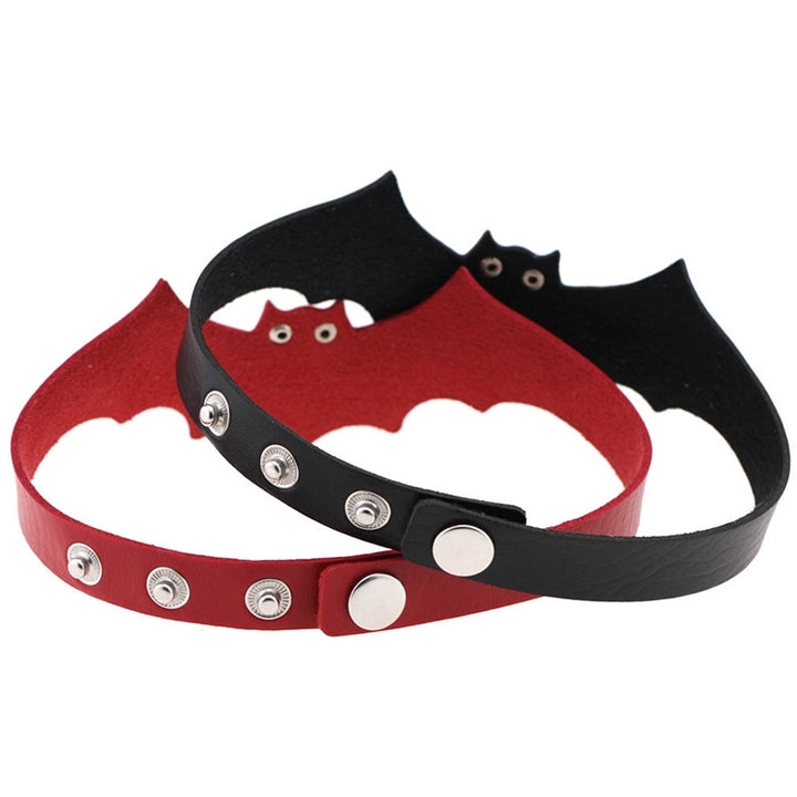 3 PCS  European and American Style Popular Bat Styling Leather Necklace Collar, Random Color Delivery