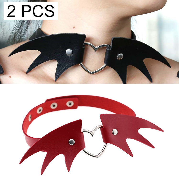 2 PCS European and American Punk Style Fashion Demon Wing Styling Leather Necklace Collar, Random Color Delivery, CBTXXQ