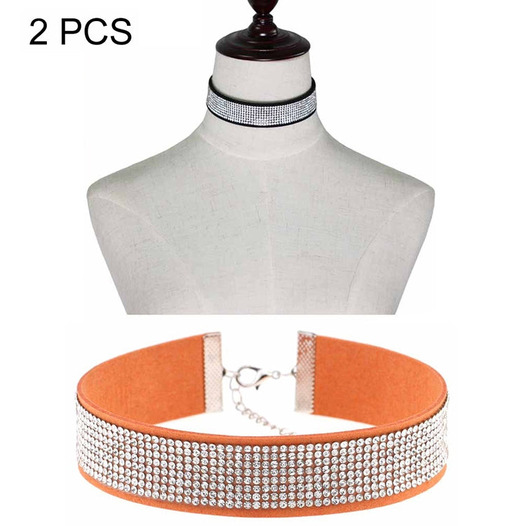 2 PCS European and American Popular Fashion Flannel Diamonds Necklace Collar, Random Color Delivery, ZXQ