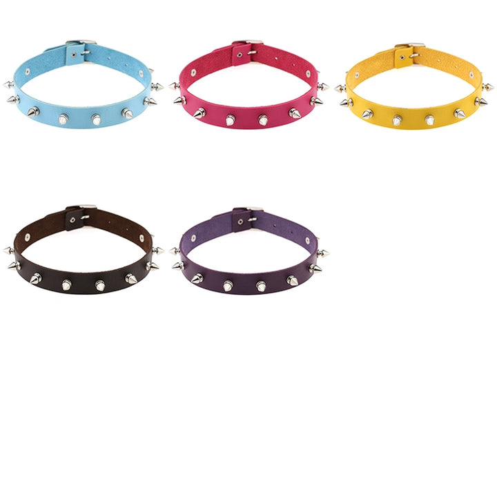 Punk Style Fashion Street Dance Rock Leather Rivet Necklace Collar, Random Color Delivery, JDXQ