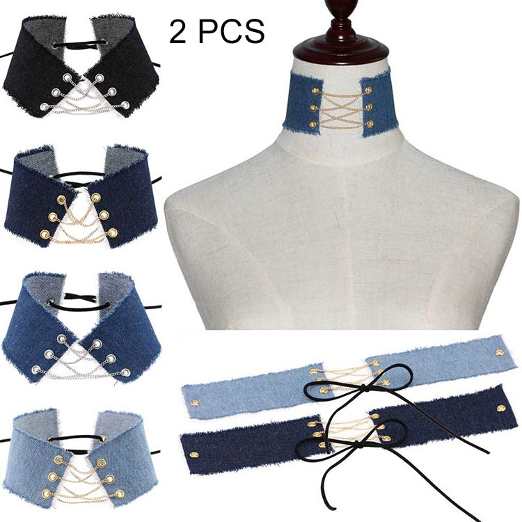 2 PCS European and American Retro Personality Burr Punk Style Gothic Cowboy Necklace Fashion Clavicle Collar, Random Color Delivery, NZXL04