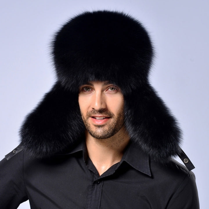 Winter New Style Fox Hair LeiFeng Men Hats, Thick Warm Middle and Old People Ear Protection Winter Fur Hat, Fox Hair ((Black), Fox Hair (Grey), Fox Hair  (Khaki)