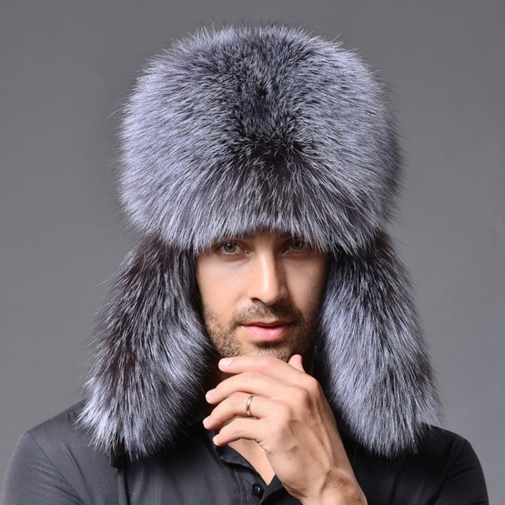 Winter New Style Fox Hair LeiFeng Men Hats, Thick Warm Middle and Old People Ear Protection Winter Fur Hat, Fox Hair ((Black), Fox Hair (Grey), Fox Hair  (Khaki)