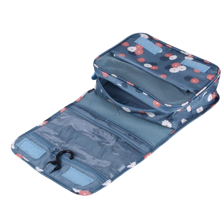 Multifunctional Hanging Style Flowers Pattern Travel Toiletry Pouch Wash Gargle Bag, Folding Size: 24.5 x 20.5 x 2.2cm