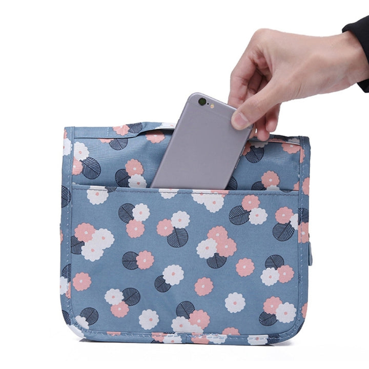 Multifunctional Hanging Style Flowers Pattern Travel Toiletry Pouch Wash Gargle Bag, Folding Size: 24.5 x 20.5 x 2.2cm