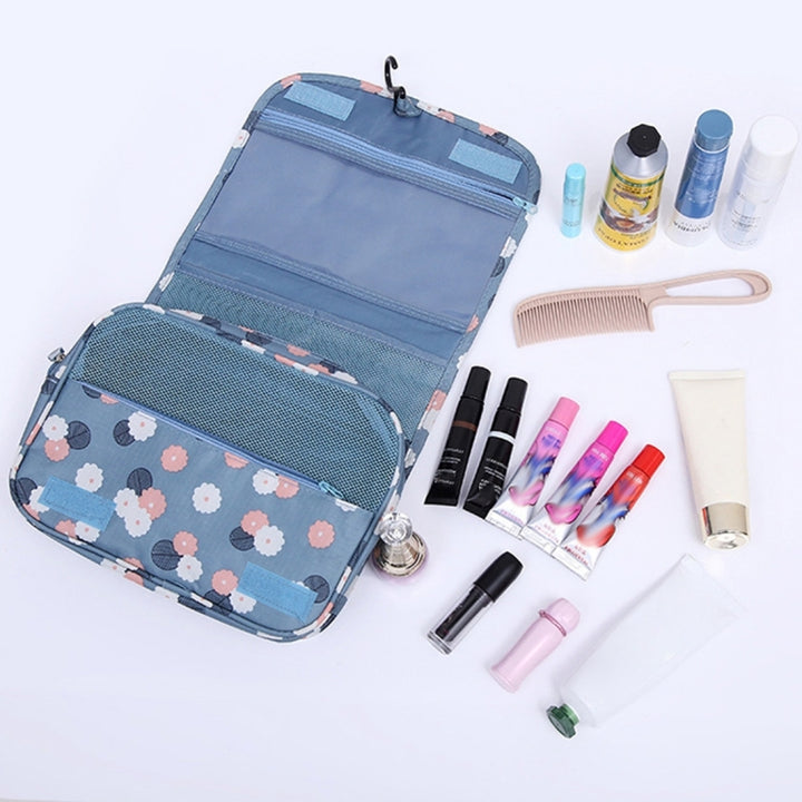 Multifunctional Hanging Style Flowers Pattern Travel Toiletry Pouch Wash Gargle Bag, Folding Size: 24.5 x 20.5 x 2.2cm