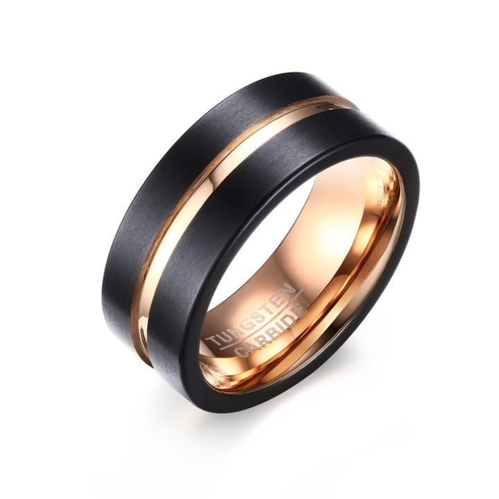 Europe and America Style Men Classic Ring Pure Tungsten Carbide Hand-brushed Rose Gold Plating Ring, Size: 7 Diameter: 17.4mm, Perimeter: 55mm, Size: 7