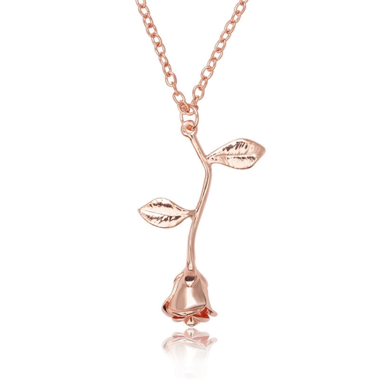 Valentines Day Gift Rose Flower Pendant Jewelry Chain Necklace, Chain Length: 45cm