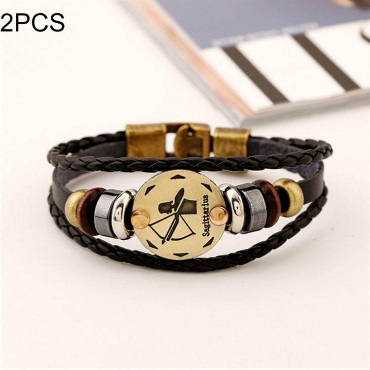 2 PCS Couple Lovers Jewelry Leather Braided Constellation Detail Hand Chain Bracelet, Size: 21*1.2cm, HC3505A, HC3505B, HC3505C, HC3505D, HC3505E, HC3505F, HC3505G, HC3505H, HC3505J, HC3505K, HC3505L, HC3505M