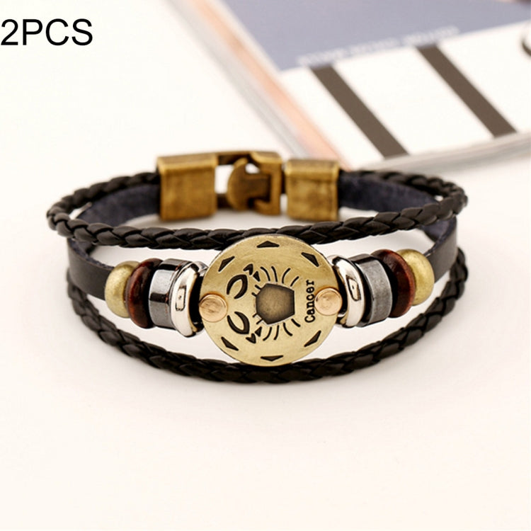 2 PCS Couple Lovers Jewelry Leather Braided Constellation Detail Hand Chain Bracelet, Size: 21*1.2cm, HC3505A, HC3505B, HC3505C, HC3505D, HC3505E, HC3505F, HC3505G, HC3505H, HC3505J, HC3505K, HC3505L, HC3505M