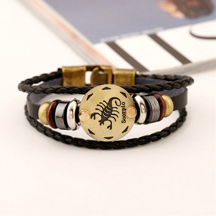 2 PCS Couple Lovers Jewelry Leather Braided Constellation Detail Hand Chain Bracelet, Size: 21*1.2cm, HC3505A, HC3505B, HC3505C, HC3505D, HC3505E, HC3505F, HC3505G, HC3505H, HC3505J, HC3505K, HC3505L, HC3505M