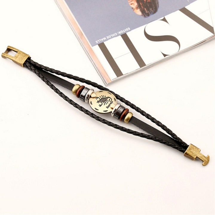 2 PCS Couple Lovers Jewelry Leather Braided Constellation Detail Hand Chain Bracelet, Size: 21*1.2cm, HC3505A, HC3505B, HC3505C, HC3505D, HC3505E, HC3505F, HC3505G, HC3505H, HC3505J, HC3505K, HC3505L, HC3505M