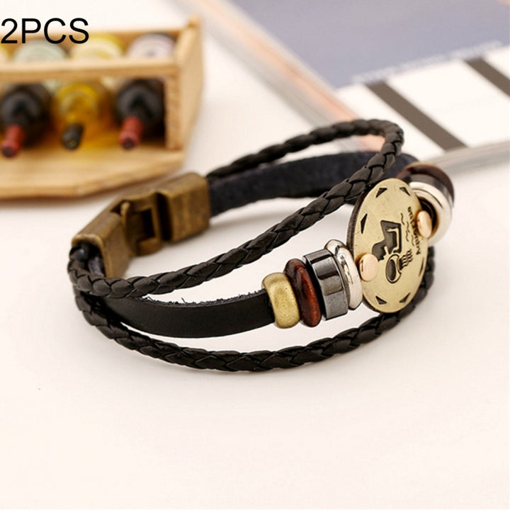 2 PCS Couple Lovers Jewelry Leather Braided Constellation Detail Hand Chain Bracelet, Size: 21*1.2cm, HC3505A, HC3505B, HC3505C, HC3505D, HC3505E, HC3505F, HC3505G, HC3505H, HC3505J, HC3505K, HC3505L, HC3505M