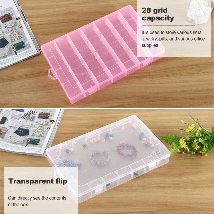 Plastic Organizer Container Storage Box 28 Slots Removable Grid Compartment for Jewelry Earring Fishing Hook Small Accessories