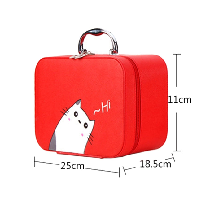 Portable Big Capacity Cute Cartoon Waterproof Beauty Makeup Tools Kit Cosmetic Case, Size: L, 25*18.5*11cm