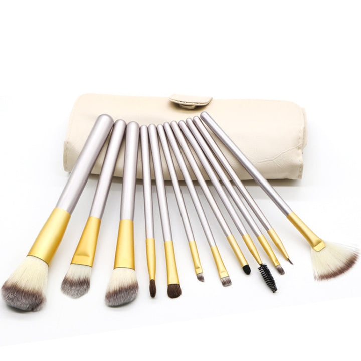 12 in 1 High-grade Beige Beauty Makeup Brushes Tools Kit, Size: 22*29cm