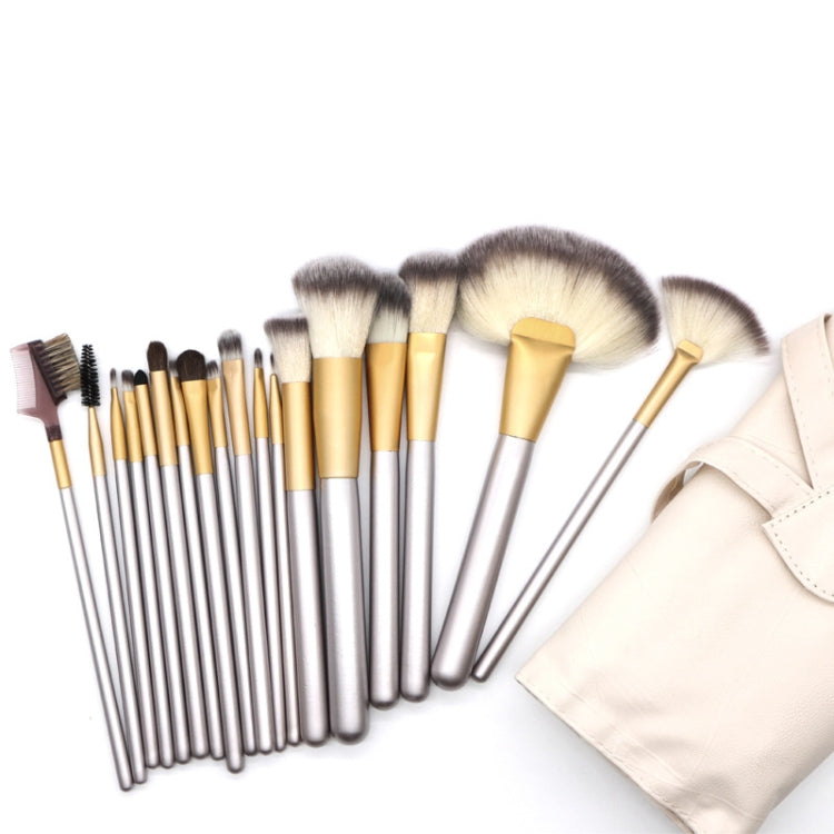 18 in 1 High-grade Beige Beauty Makeup Brushes Tools Kit, Size: 25*46cm