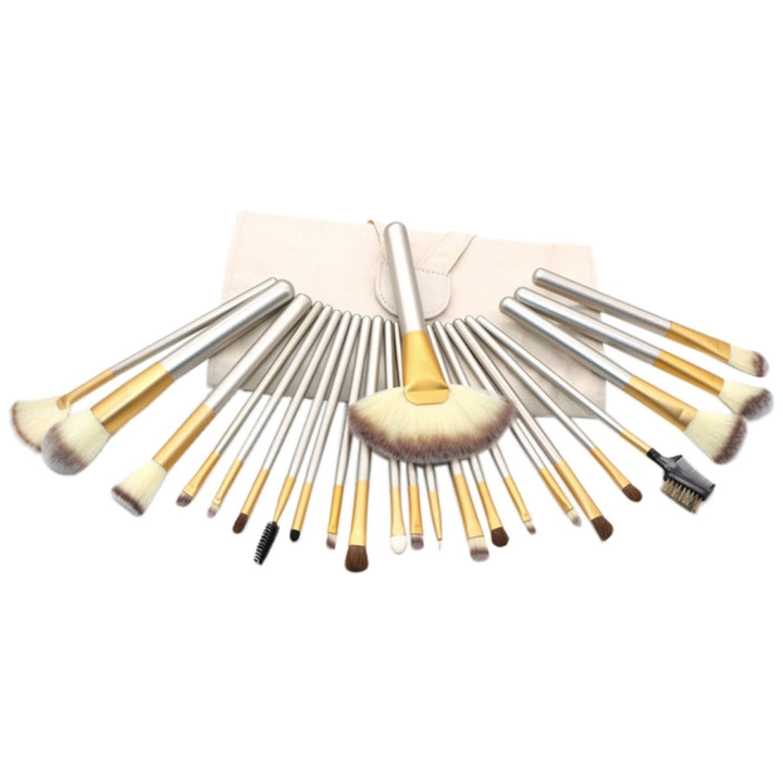 24 in 1 High-grade Beige Beauty Makeup Brushes Tools Kit, Size: 25.4*52.6cm, Beige