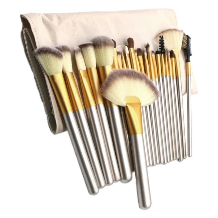 24 in 1 High-grade Beige Beauty Makeup Brushes Tools Kit, Size: 25.4*52.6cm, Beige