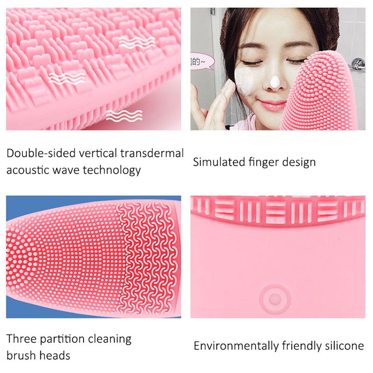 CNaier AE-618 Battery-powered Silicone Acoustic Wave Face Skin Care Electric Facial Cleanser, AE-618(Orange), AE-618(Pink), AE-618(Green), AE-618(Blue)