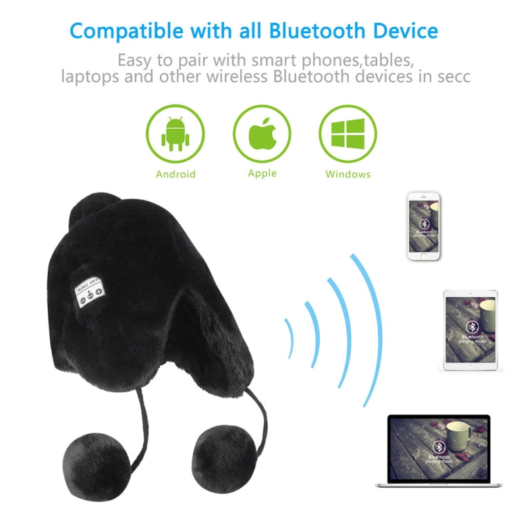 Bluetooth Warm Plush Hat, Supports Phone Answering & Bluetooth Photo Taking & Music Playing