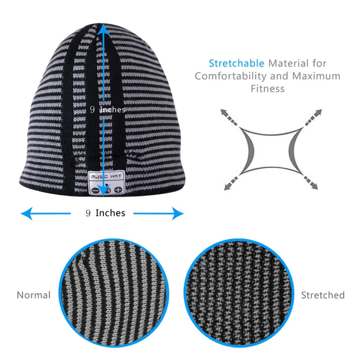 Bluetooth Warm Stripe Knit Hat, Supports Phone Answering & Bluetooth Photo Taking & Music Playing